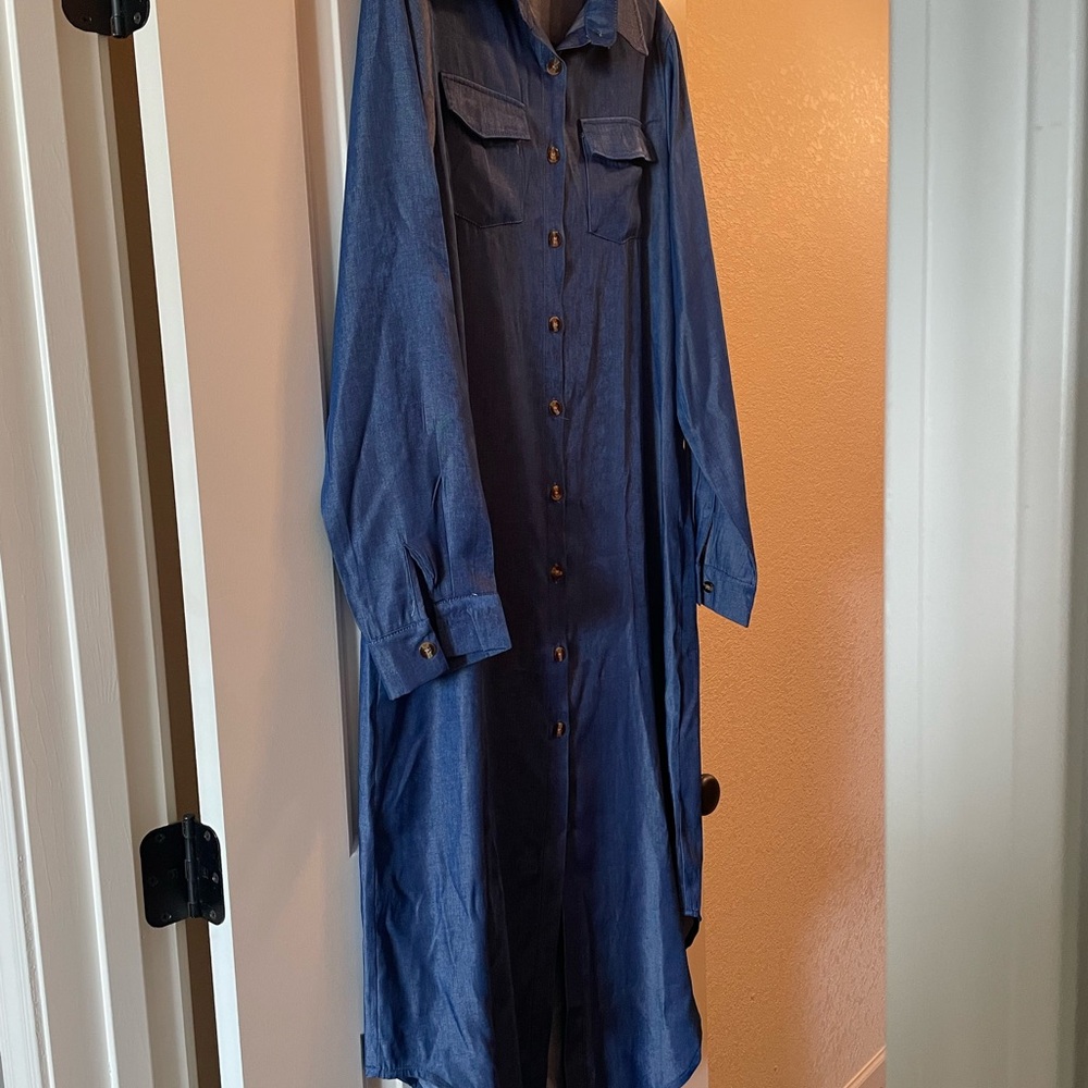 Denim look Maxi Shirt Dress
